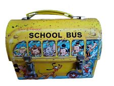 Vintage Walt Disney School Bus Metal Lunch Box - No Thermos With Ticket Book picture