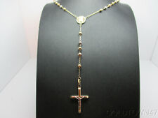 14k Yellow + White + Rose Gold Rosary Chain picture