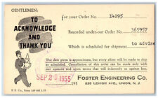 Union New Jersey NJ Postal Card Foster Engineering Co. 1955 Vintage Posted picture