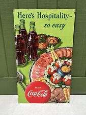 Vtg 1950 Coca Cola Stand-Up Vertical Advertising Litho Cardboard Sign 27