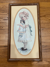 Vintage Embroidered Victorian Girl with a Doll Mandy by Jan Hagara. Well framed. picture
