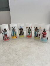 Vintage Knox Oil Set of 6 Famous Oklahoma Indians Frosted Glasses Bacon Rind picture