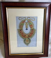 Meenakari Embossed 3D Art on Marble-Framed Ethnic Indian Necklace Art Hand Made picture