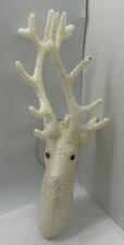 White Glitter Reindeer Head Christmas Ornament Stag Deer Antlers 5