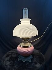 Antique Pink & White Electrified Rayo Oil Lamp By P&A Duplex 1897 19 1/2” H picture