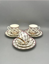 Vintage Lomonosov Lfz USSR Trio Coffee Cups And  Saucers Floral Pattern Marked picture