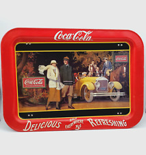 Coca Cola TV Lap Tray 1924 Touring Car Advertising Lithograph Art Deco Style VTG picture