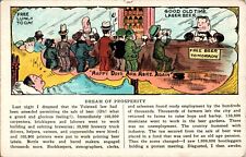 Dream of Prosperity, Prohibition, Depression Era Humor Postcard picture