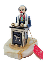 Vintage 1987 Ron Lee Clown Sculpture Jewish Rabbi Torah on Imported Onyx - 24kt picture