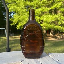 Vintage 1940s Amber Brown Whiskey Bottle Decorative Glass Calvert 4/5 Quart picture