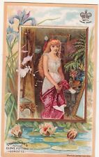 Thomson's Corsets Girl Red Dress Lily Pads Frank W Bangs Greenfield MA c1880s picture