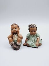 Sarah's Attic Figures African American Boy & Girl in Blue Dress  picture