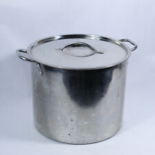 Vintage Large Stockpot Handles With Lid Silver Toned Kitchen 10.75 Inches Tall picture
