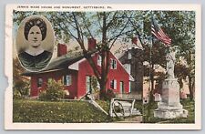 Vtg Post Card Jennie Wade House and Monument, Gettysburg, P.A. B342 picture