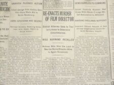 1922 FEBRUARY 11 NEW YORK TIMES - RE-ENACTS MURDER OF FILM DIRECTOR - NT 9009 picture