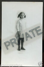 Real Photo Postcard - Cute Little Girl Sanding, Dress & Tights, Hair Bow picture
