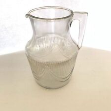 Vintage Clear Glass Wide Mouth Pitcher 8 Inches  picture