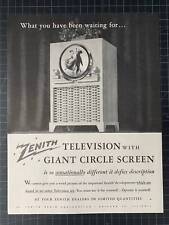 Vintage 1949 Zenith Circle Screen Television Print Ad picture
