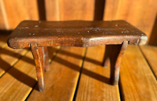 Antique Solid Wood Stool. Small Primitive Milking Stool picture
