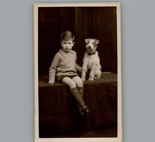 Vintage 1940's Boy With His Dog Postcard picture