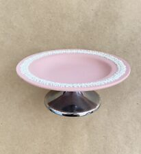 Rare Pink Wedgwood Jasperware Dish W Silver Plated Stand picture