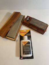 HALL'S PRO-EDGE Sharpeners Arkansas Hard/Soft Wooden Case W/Angle Clamp picture