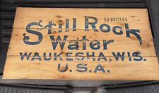 RARE “STILL ROCK WATER” Beverage Wooden 27x14” Crate Sign Waukesha Wis USA Water picture