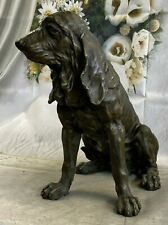 Handcrafted Bronze Sculpture Statue Basset Bloodhound Hound Dog Sleuth Home Deco picture