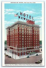 1940's Newhouse Hotel Exterior Roadside Salt Lake City Utah UT Unposted Postcard picture
