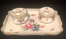 Meissen Inkwell Set Porcelain With Floral & Insect Motif picture