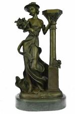 Bronze Sculpture Gorgeous Flower Woman Blossom Nouveau Decor Statue Figurine Art picture