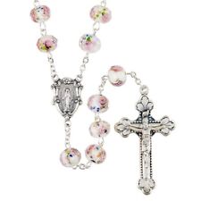 Catholic Rosary Hand Painted Floral Prayer Beads Religious Jewelry 21.75 In picture