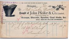 1893 billhead JOHN PFEIFER PHILADELPHIA coal scoops shovels spades hods/graphics picture