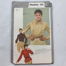 Vintage 1980s Simplicity 9713 Peasant Top SZ 12 Clothes Cottagecore Ruffles CUT picture