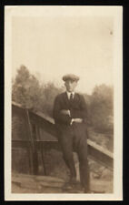 from ALBUM * SNAPSHOT Man Leaning on Bridge name Raymond Pearson West Lebanon ID picture
