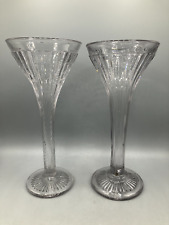 Pair of Antique New Martinsville Purpling Glass Trumpet Vases picture