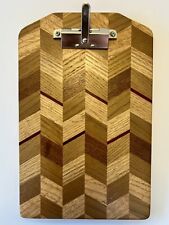 Vintage Artisan Crafted Hand Made Exotic Wooden Clipboard Zig Zag Pattern 6x9” picture