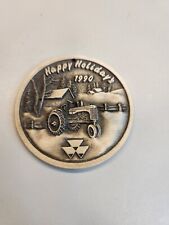 1990 SPEC CAST MASSEY FERGUSON TRACTOR CO PEWTER CHRISTMAS ORNAMENT MEDALION picture