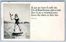1920's WATER SKIING WOMAN HOLDING FLAG CHARLESTOWN MARYLAND MD POSTMARK POSTCARD picture