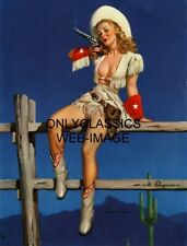 1940's SULTRY COWGIRL COWBOY AIMING TO PLEASE PRINT PINUP CHEESECAKE GIL ELVGREN picture