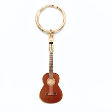 Spanish Guitar Keychain, Gold with Woodgrain picture