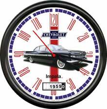 Licensed 1959 Chevy Impala Black Muscle Car General Motors Retro Sign Wall Clock picture