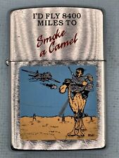 Vintage 1990 I’d Fly 8400 Miles To Smoke A Camel Chrome Zippo Lighter picture