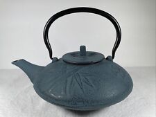 Unity Tetsubin Cast Iron Teapot Blue Black Bamboo Floral With Strainer picture