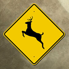Deer crossing warning highway marker road sign buck doe fawn wildlife 12x12 picture