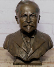 EXCEPTIONAL Antique Signed Bronze Bust Gentleman Sculpture GRAND RAPIDS MICHIGAN picture