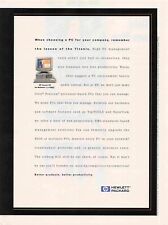 Hewlett Packard Hp Vectra Ve Computer Ad 1990S Vtg  Magazine Print Ad 8X11 picture