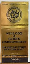 Willcox & Gibbs Sewing Machine Company New York NY Vintage Matchbook Cover picture