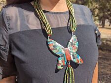 Santo Domingo Kewa Necklace Natural Turquoise by Jolene Bird Butterfly Pendant picture