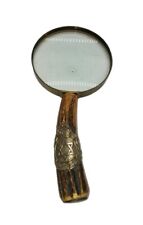 Vintage Antique Judaica Magnifier Glass With Antler Handle And David Star Medal picture